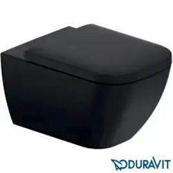 Duravit - Duravit Happy D.2 Rimless Kanalsız Asma Klozet, Mat Antrasit (Mat Antrasit Yavaş Kapanır Klozet Kapağı Dahil)
