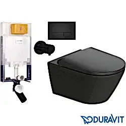 Duravit - Duravit D-Neo Kanalsız Rimless Asma Klozet Mat Antrasit + Duravit Gömme Rezervuar Seti