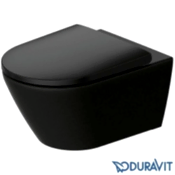 Duravit - Duravit D-Neo Kanalsız Rimless Asma Klozet (Yavaş Kapanır Kapak Dahil) Antrasit-Mat Antrasit Dış Gövde