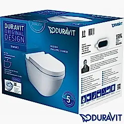 Duravit - Duravit Starck 3 Kanalsız Rimless Asma Klozet (Özel Kutuda, Yavaş Kapanır Kapak Dahil)
