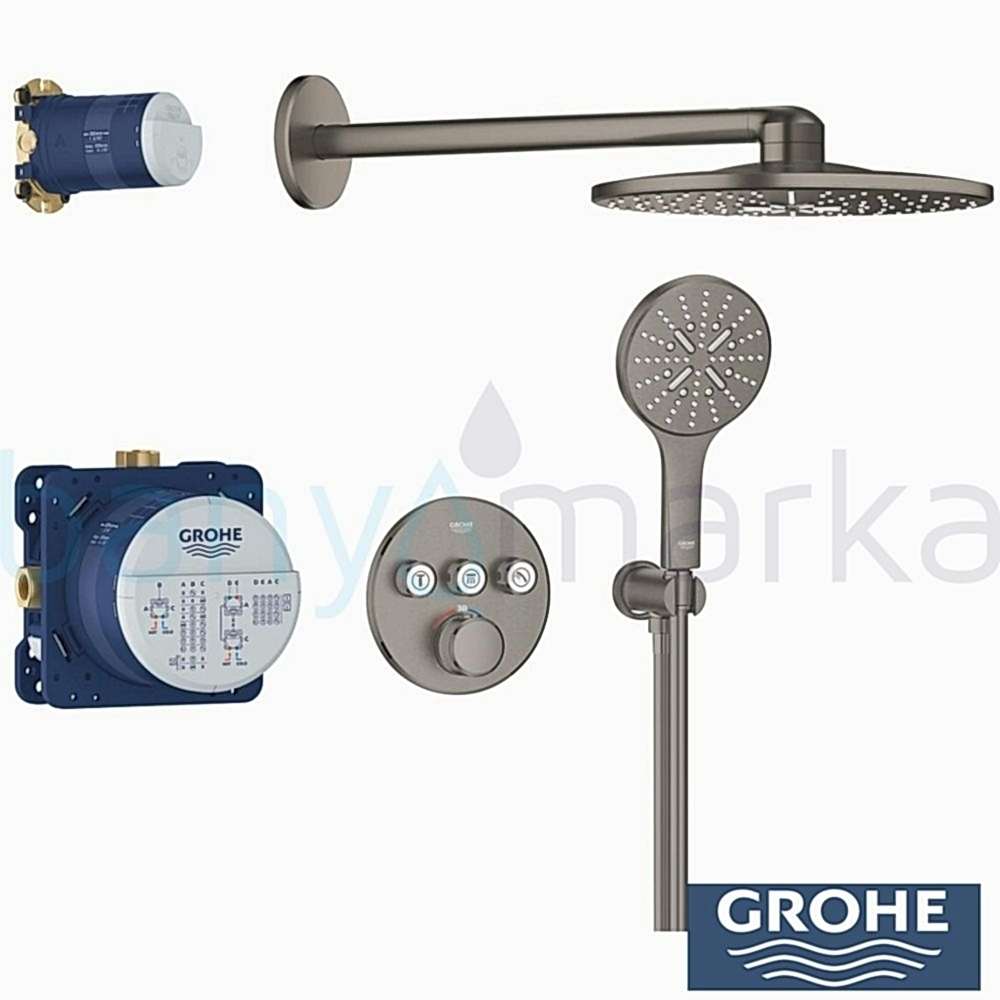 Grohe Fırçalı Sert Grafit Ankastre Batarya Kombini (1)
